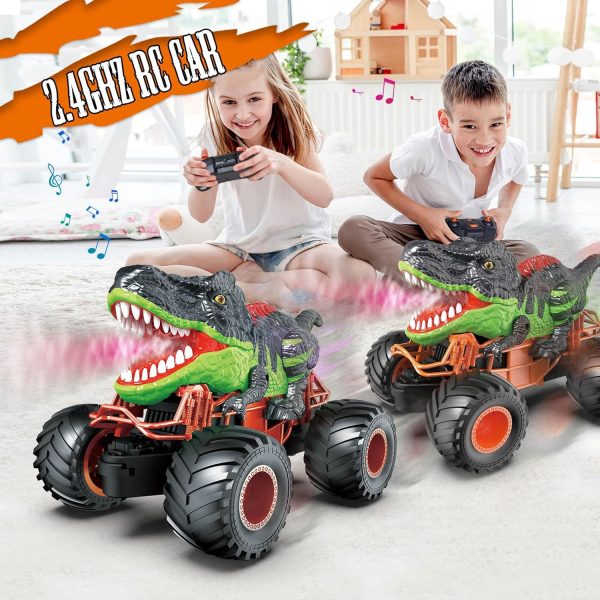 RC Dinosaur Car Toys for Kids 2.4GHz Remote Control Truck with Light, Sound & Spray Electric Monster Trucks Gifts for Boys Girls 3,4,5,6,Years Old - Image 4