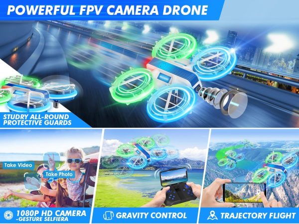 Drone with Camera 1080P HD FPV for Kids and Adults,Hobby RC Quadccopter for Beginners with Bright LED Light,Propeller Full Protect,2PCS Batteries,Kids Toy Easy to Play,M1S Drone - Image 3