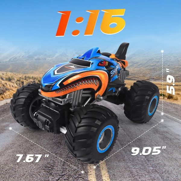 1:16, 2.4 GHz All Terrain Monster Truck, RC Truck 2 Rechargeable Batteries for 80 Mins Play, Spray Remote Control Car for Boys 8-12 and Girls or Adult, MK724A - Image 7