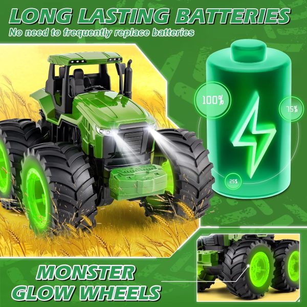 Remote Control Tractor Toys, Light Up Farm Monster Trucks Toy for Boys 3, 4, 5, 6, 7 Year Old, 2.4 Ghz RC Tractor Toys, Ideal Christmas, Birthday Gifts for Kids - Image 5