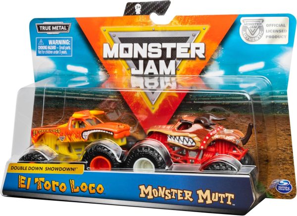 Monster Jam El Toro Loco vs Monster Mutt Monster Truck Duo Pack- True Metal 1:64 Scale Die-Cast Twin Showdown Pack- BKT Tires Work on All 1:64 Tracks- Authentic Collectible For Fans & Birthday Parties - Image 2