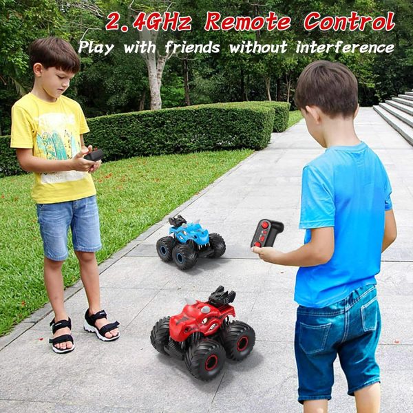 Remote Control Dinosaur Car, 2.4GHz RC Monster Trucks for Boys with Spray, Light & Sound, All Terrain RC Cars with 2 Batteries, Dinosaur Toys for Kids 3 4 5 6 7 8, Christmas Birthday Gift - Image 5