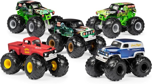 Monster Jam Grave Digger Monster Truck 5pc Value Pack: 1:64 Scale Retro Die-Cast Gift Set with Iconic Models (1982-2005) Chrome Rims and BKT Tires - Authentic Collectible for Fans & Birthday Parties - Image 4