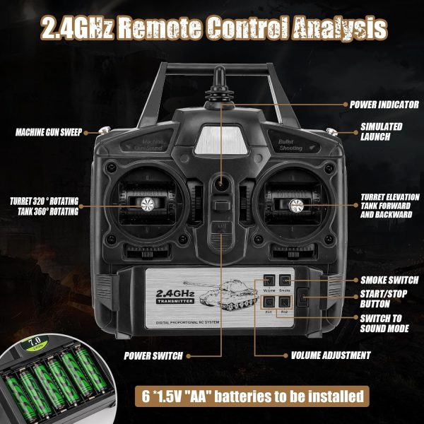RC Tanks US M1A2 Abrams Army Tank 1:16, 2.4ghz M1A2 Abrams Main Battle Tank Model That Shots, Remote Control Tank Vehicles with 3 Batteries, Sound & Light for Ages 14+ - Image 8