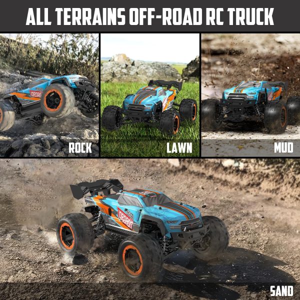 RACENT RC Truck 1:16 4x4 All Terrain RC Car 40KPH High Speed Remote Control Cars for Boys, Off-Road Monster Truck with 2.4Ghz Radio Control, 2 Batteries, Gifts for Kids Adults - Image 4