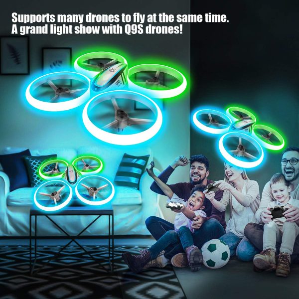 Q9s Drones for Kids,RC Drone with Altitude Hold and Headless Mode,Quadcopter with Blue&Green Light,Propeller Full Protect,2 Batteries and Remote Control,Easy to fly Kids Gifts Toys for Boys and Girls - Image 6