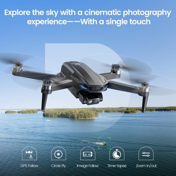 DEERC D65 2 Axis Mechanical Gimbal EIS GPS Drones with Camera for Adults 4K, 249g Foldable FPV Quadcopter Lightweight Drone with 30FPS Video, Brushless Motor, Follow Me, Auto Return, Wind Resistance - Image 7