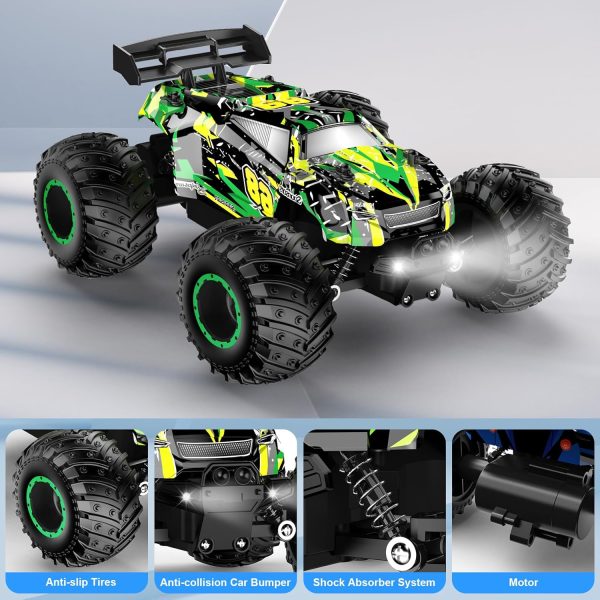 Remote Control Car, RC Cars Toys for Boys 5-7, Off Road Kids Toys for Girls, 2.4Ghz 20 KM/H Monster Truck Toys Cars Gifts for 6 Year Old Girl, RC Truck with Car Body Lights & Headlights - Image 8