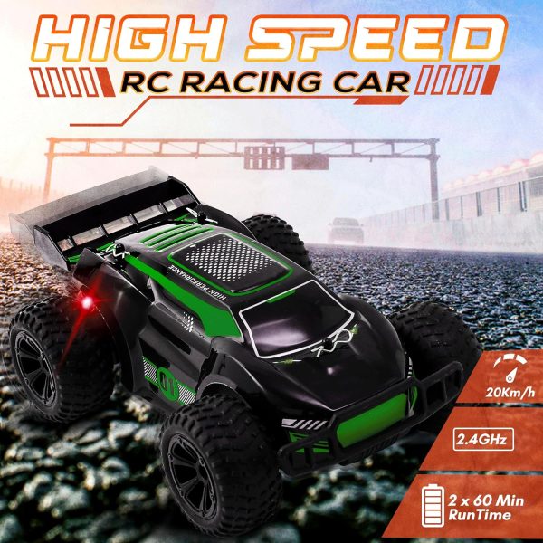 Offroad Remote Control Car for Boys 1:20 - High Speed RC Car for Teens, 20km/h Fast RC Cars with LED Light, 2 Rechargeable 1000mAh Batteries - All Terrain RC Car Gift for Boys - Image 4