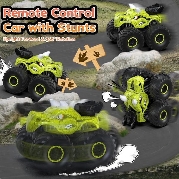 Remote Control Car, 2.4GHz Monster Trucks for Boys Girls with Light, Sound & Spray, Stunt Car Toys Gift for Kids 3 4 5 6 7 8, 4WD All Terrain RC Cars for Toddlers with 2 Batteries - Image 3