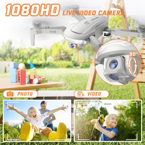 Drones for Kids - FPV Drone with 1080P HD Camera for Adults Beginner, RC Helicopter Quadcopter Toys Gifts for Boys Girls with One Key Start/Land, Altitude Hold, Circle Fly, Gesture Selfie, 2 Batteries - Image 3