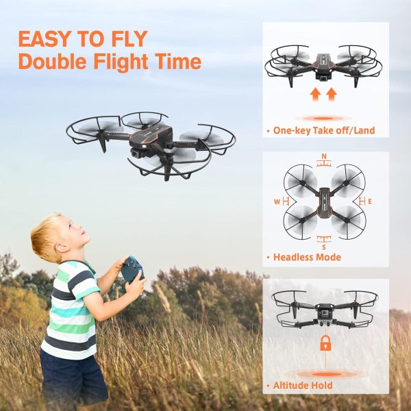 AVIALOGIC Mini Drone with Camera for Kids, Remote Control Helicopter Toys Gifts for Boys Girls, FPV RC Quadcopter with 1080P Live Video Camera, Gravity Control, 3 Batteries, Carrying Bag - Image 4