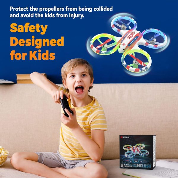 BEZGAR HQ051 Drones for Kids - RC Drone Indoor, LED Remote Control Mini Drone with 3D Flip and 3 Speed Propeller Full Protect Small Drone Quadcopter for Beginners, Easy to fly Gifts for Kids - Image 7