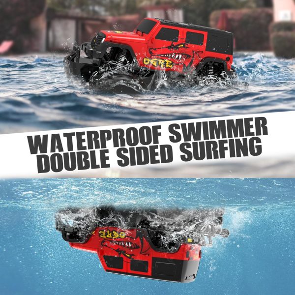 STEMTRON Amphibious Remote Control Car Toys for Boys 2.4 GHz 1:16 All Terrain Off-Road RC Car Waterproof RC Monster Truck Kids Pool Toys Remote Control Boat Gifts for Kids - Image 5