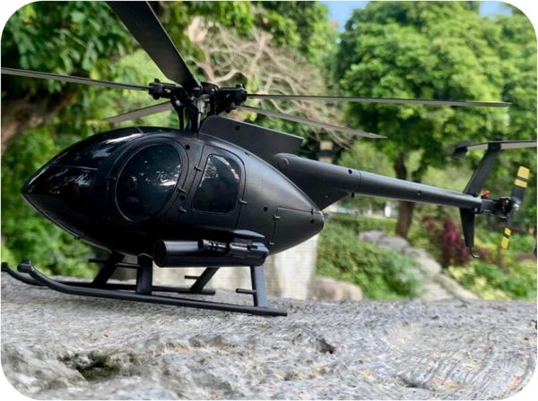 Matte Black MD500 C189 Remote Control Helicopter Aircraft Add Optical Flow Positioning 2-Battery 6-Axis Gyro Dual Brushless Motors RC Heli for Adults Altitude Maintain RTF 335MM 1:28 Scale - Image 4