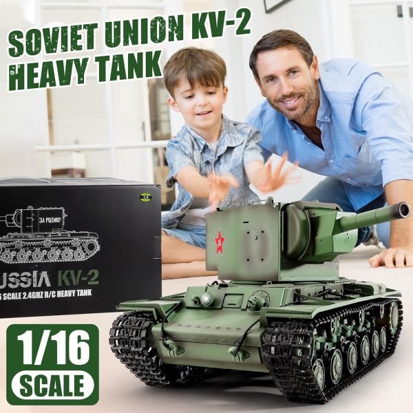 RC Tanks Heng Long Russia KV-2 Heavy Tank, 1/16 2.4ghz Russian Tank Model That Shoots, Remote Control Tank Vehicles with Sound & Light for Ages 14+ - Image 8