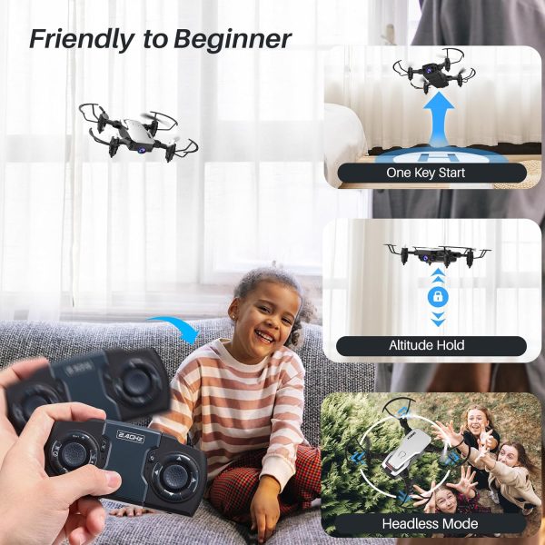 X300C Mini Drone with Camera 720P HD FPV, RC Quadcopter Foldable Drone, Drone With Altitude Hold, 3D Flip, Headless Mode, Gravity Control and 2 Batteries, Gifts for Kids, Adults, Beginner - Image 6