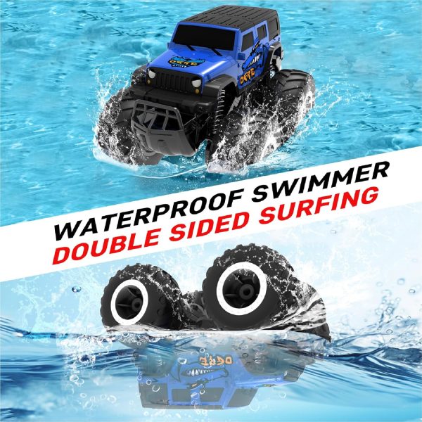 1/16 Remote Control Monster Truck : 4x4 Off Road Waterproof Rc Jeep Combines Amphibious and All Terrain Traversal, Birthday Gift for Boys & Girl Ages 6-12 (Blue SUV) - Image 5