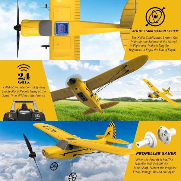 28℃ RC Plane 3 Channel Remote Control Airplane Trainer Airplane Sport Cub S2 with Propeller Saver&Xpilot Stabilization System,One-Key U-Turn Easy to Fly for Kids & Adults, Yellow (761-14 RTF) - Image 5