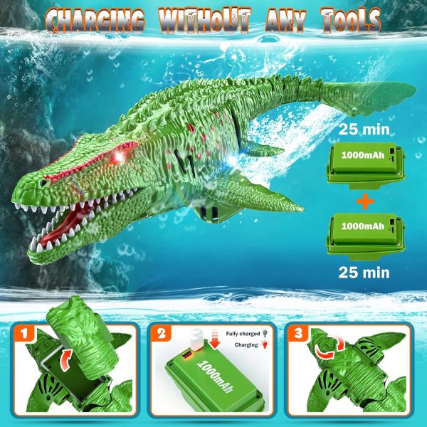 2.4GHz Remote Control Mosasaurus Dinosaur Swimming Pool High Simulation Toys, RC Boat Lake Bathroom 8-12 Years Boys Girls Christmas Halloween Tricky Birthday Gift - Image 4