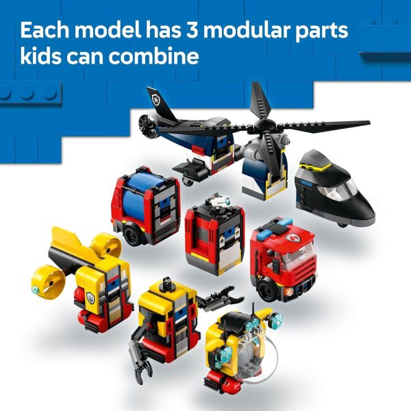 LEGO City Helicopter, Fire Truck & Submarine Remix Kids Toy - 3 Building Toys in 1 for Boys and Girls, Ages 7+ - Gift Idea for Birthdays and Holidays - with 3 Minifigures - 60462 - Image 5