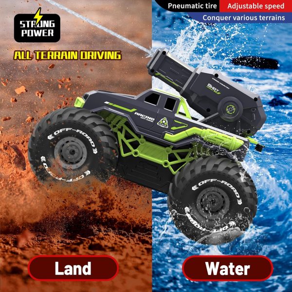 Remote Control Monster Truck 1:16 All Terrains RC Car Boat with Water Spray Gun Waterproof and Durable 4WD Amphibious Off-Road RC Truck Boys and Girls Gifts for Kids Toy Ages 6 7 8 9 10+ - Image 4