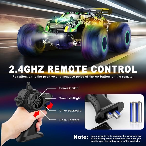 Remote Control Car, RC Cars Toys for Boys 5-7, Off Road Kids Toys for Girls, 2.4Ghz 20 KM/H Monster Truck Toys Cars Gifts for 6 Year Old Girl, RC Truck with Car Body Lights & Headlights - Image 6