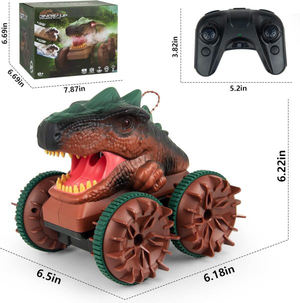 Cheerwing Remote Control Car Dinosaur Toys for Kids Boys,2.4GHz Amphibious Waterproof RC Dinosaur Car with Light,Spray,Sound 360° Rotating Function,All Terrain RC Monster Truck - Image 7