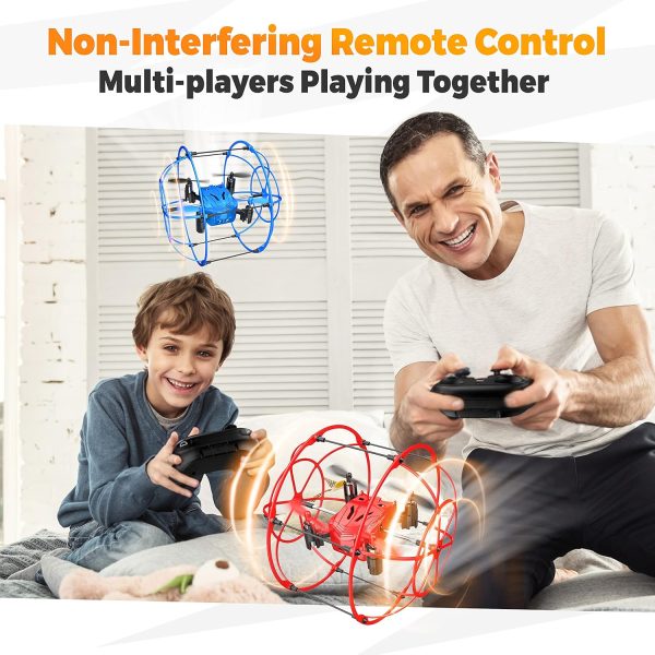 BEZGAR HQ053 Remote Control Drone for Kids - RC Mini Spherical Rolling Quadcopter Beginner 360 Degree Flip, Christmas Birthday Gift Indoor Outdoor Toys for Boys Age 4 5 6 7 8-12, Blue - Image 7