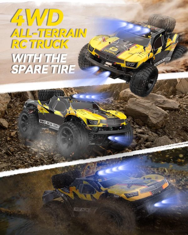 DEERC 9201E 1:10 Large Remote Control Truck with Lights, Fast Short Course RC Car, 48 km/h 4x4 Off-Road Hobby Grade Toy Monster Crawler Electric Vehicle with 2 Rechargeable Batteries for Adult Kid Boy - Image 5