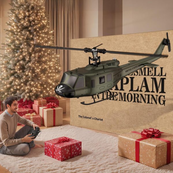 Carmanon Ultra-high Simulated RC Helicopter - 27:1 Scale Model Collectable Remote Control Helicopter with Auto-Hover for Adults, Beginners, Bell UH-1D - Image 3