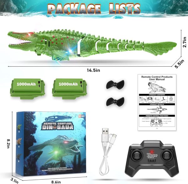 2.4GHz Remote Control Mosasaurus Dinosaur Swimming Pool High Simulation Toys, RC Boat Lake Bathroom 8-12 Years Boys Girls Christmas Halloween Tricky Birthday Gift - Image 7