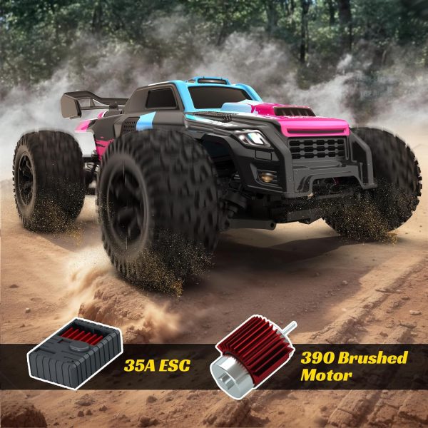 Powerextra RC Cars for Adults, 1:16 Scales High Speed 40+ KM/H Remote Control Truck, 4WD Hobby Electric Off Road Monster Trucks with LED Light, 2 Batteries, 50+ Mins Play Car for Boys & Girls - Image 3