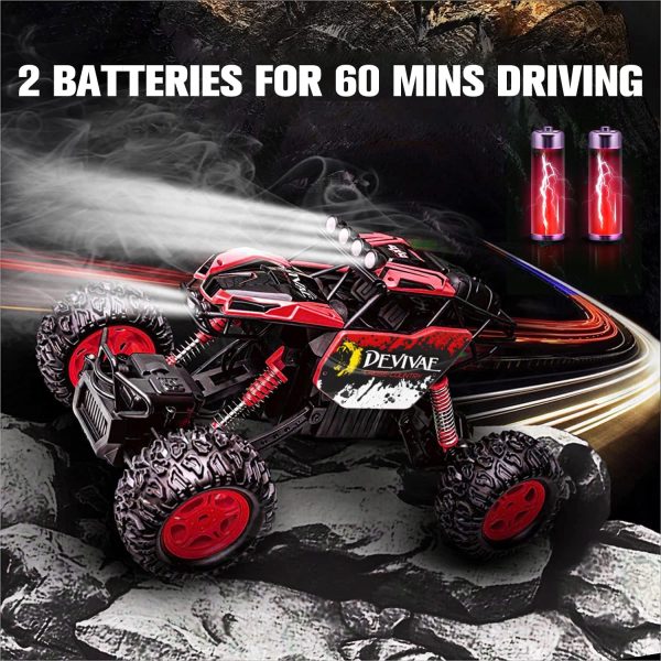 CROBOLL 1:12 Large Remote Control car for Boys Girls with Upgraded Lifting Function, 4WD 20km/h RC Car Toy Gift for Kids Off-Road RC Rock Crawler, 2.4GHz RC Monster Truck for 60Mins Play(Red) - Image 6