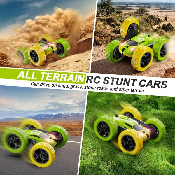 Remote Control Car, RC Car Toys for 6-12 Year Old Boys, Off Road RC Stunt Car 4WD 360° Rotating Remote Control Car for Kids, Boys Girls Gifts for Birthday, Christmas Yellow&Green - Image 6