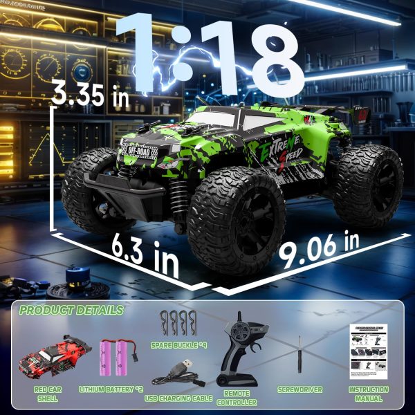 Remote Control Car for Boys 4-7, 2.4Ghz RC Monster Trucks for Boys Age 4-7 & 8-12, 1/18 20 KM/H Off-Road Remote Control Truck Toys W/ 2 Rechargeable Batteries for 40 Min Play, for Boy Girls - Image 8