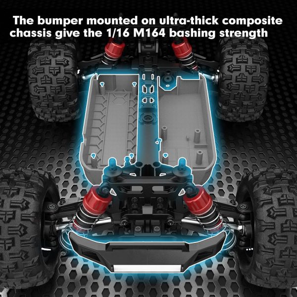 MEW4 1/16 4X4 RC Offroad Truck - RTR Durable Beginner RC Car, High Speed 38 Km/h, Remote Control Monster Truck with 2 1500 mAh Batteries,Gifts for Adult and Boys - Image 6