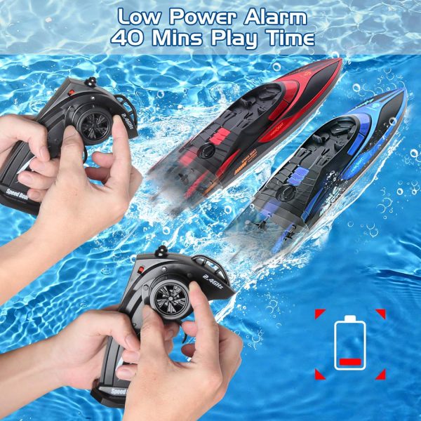 RC Boat for Kids 2 Pack Remote Control Boats Night Glowing Toy Waterproof with Rechargable Battery Boat for Pools Lakes Play Gifts Boys Girls Adults - Image 5