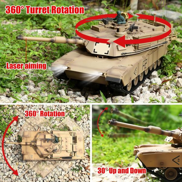 Heng Long 1/16 Scale Rc Tanks,2.4GHz US M1A2 Abrams Army Tank Model, 360° Turret Barrel Recoil BB Shooting,with Sound and Light,3819 Remote Control Military Tank,Toys for ages 14 and up - Image 4