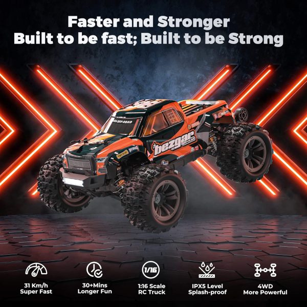 1:16 Scale 4X4 RC Trucks by BEZGAR - All Terrain, Waterproof, High Speed Electric Remote Control Cars with Upgrade Chassis and Two Batteries - Image 6