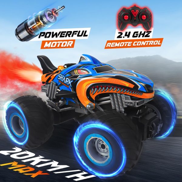 1:16, 2.4 GHz All Terrain Monster Truck, RC Truck 2 Rechargeable Batteries for 80 Mins Play, Spray Remote Control Car for Boys 8-12 and Girls or Adult, MK724A - Image 3