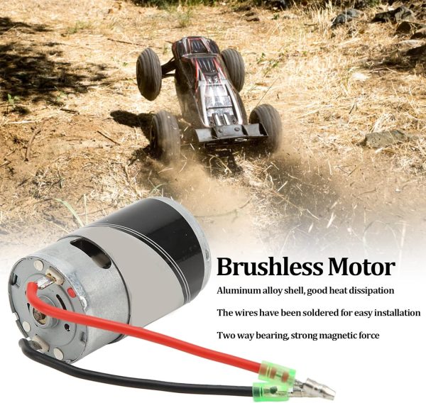 RC Brushless Motor, 550 Brushless Motor 22500 RPM Two Way Bearing 12T Brushless Motor Sensorless Controller for 1/10 Climbing Car Big Bike - Image 4