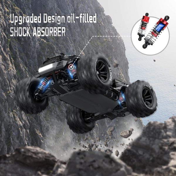 1/16 Brushless RC Cars for Adults & Boys, Fast 43 Mph, Electric 4WD High Speed RC Car, All-Road Remote Control RC Truck with Two 2S Lipo Batteries, Compatible with 3S Lipo - Image 5