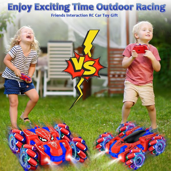 Spider Remote Control Car, USB Direct Charging RC Cars with Cool Lights, 2.4Ghz Double Sided Drift RC Stunt Car, 360°Rotating 4WD Off-Road Race Car Toys for 4-6 6-12 Boy Girl Kids Gifts - Image 8