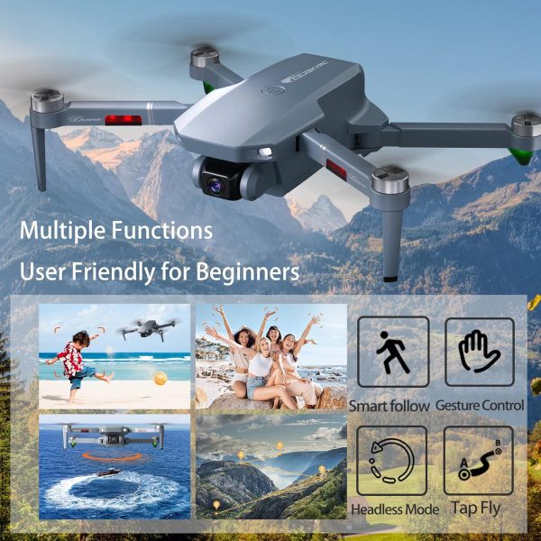 Brushless Motor Drone with Dual Camera Real 1080P WiFi RC Quadcopter Remote Control Airplanes Long Range FPV Plane Gift for Adults Kids Beginner, 2 Batteries 34 Mins Flight Time,Speed Adjustment,Waypoints,Gesture Selfie,Auto Hover - Image 5