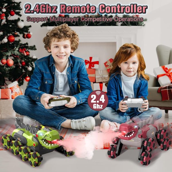 Dinosaur Remote Control Car - 8WD RC Car Toy for 4 5 6 7 8 Year Old Boys, 2.4Ghz RC Drift Monster Truck, Transform Stunt Car with 360°Rotating/Spray/Roar, Birthday Xmas Gifts for Kids Age 4-6 5-7 8-12 - Image 8