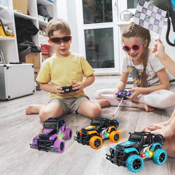 Remote Control Car for Kids 3-5, Off Road Rc Racing Car Vehicle Remote Control Truck Stunt Car for Girls Boys 4-7 8-12 Monster Trucks with 3 Color Led Lights Birthday Gift, Orange - Image 7