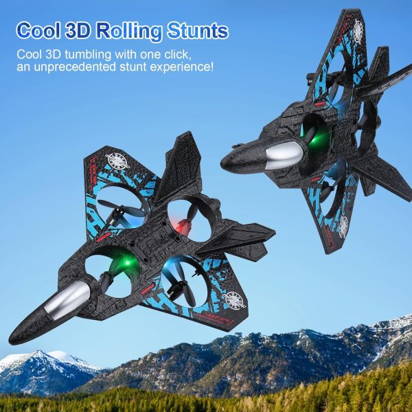 RC Plane 2.4GHz Remote Control Plane L0712 Quadcopter Hovering with Auto Hovering Fighter Aircraft RC Airplane RTF for Beginner, Kids and Adults,3D Flip Airplane Toy with Colored Lights USB Charging - Image 3