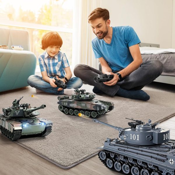 1:18 Remote Control Tank, 2.4Ghz WW2 German Tiger I RC Tank Model Toys, Battle Army Tank 15 Channel with Smoke Light and Sound, Military Toy for Adults and Kids That Shoots BBS and Water Bombs - Image 8