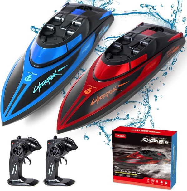 RC Boat for Kids 2 Pack Remote Control Boats Night Glowing Toy Waterproof with Rechargable Battery Boat for Pools Lakes Play Gifts Boys Girls Adults - Image 2